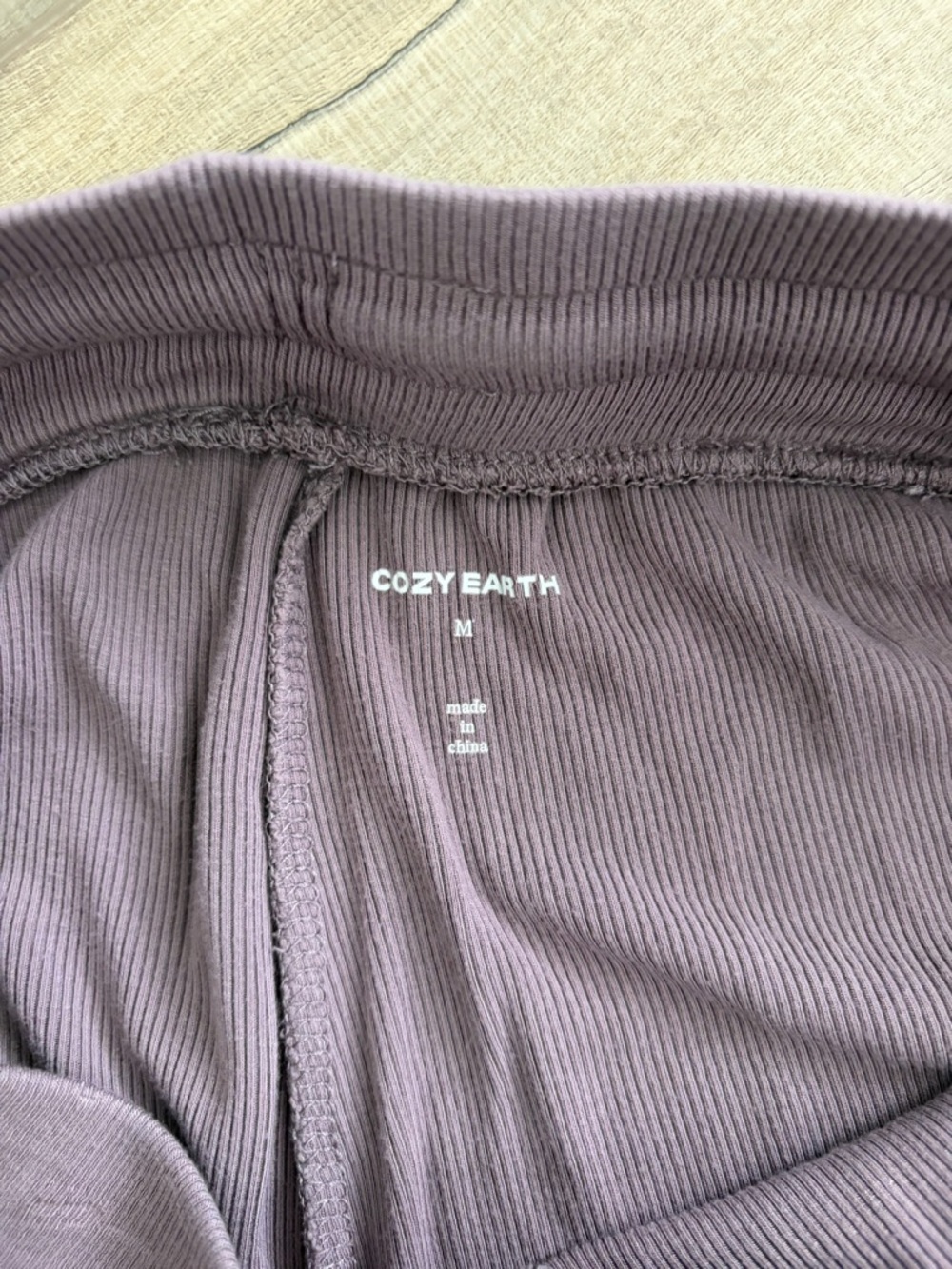 Cozy Earth Bamboo Rib Knit Wide Leg Classic Pajama Pant Loungewear Lavender M - Picture 6 of 10